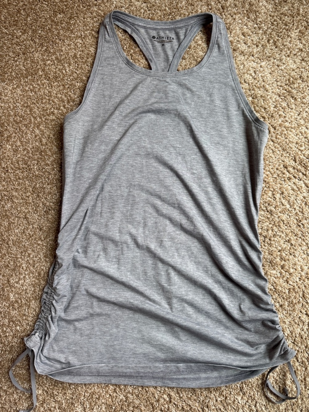 Athleta Light Gray Racerback Tank with Side Ruching